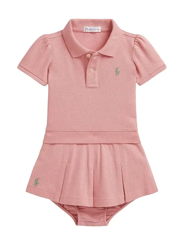 Polo Ralph Lauren Baby Girl's Mesh Polo & Pleated Skirt Set - Adirondack Rose 9 Months