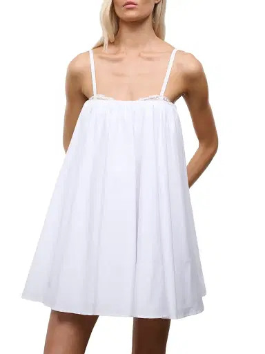 Staud Women's Cecily Stretch-Cotton Babydoll Minidress | Thumbnail 3 Staud Women's Cecily Stretch-Cotton Babydoll Minidress | Thumbnail 3