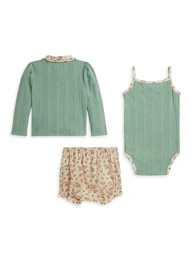 Polo Ralph Lauren Baby Girl's 3-Piece Cardigan, Bloomers & Bodysuit Set - Faded Mint - Size 9 Months | Thumbnail 2