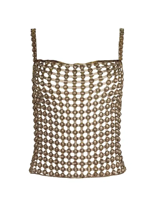 L'AGENCE Women's Joanette Ribbon & Ring Tank - Tan Ribbon Gold