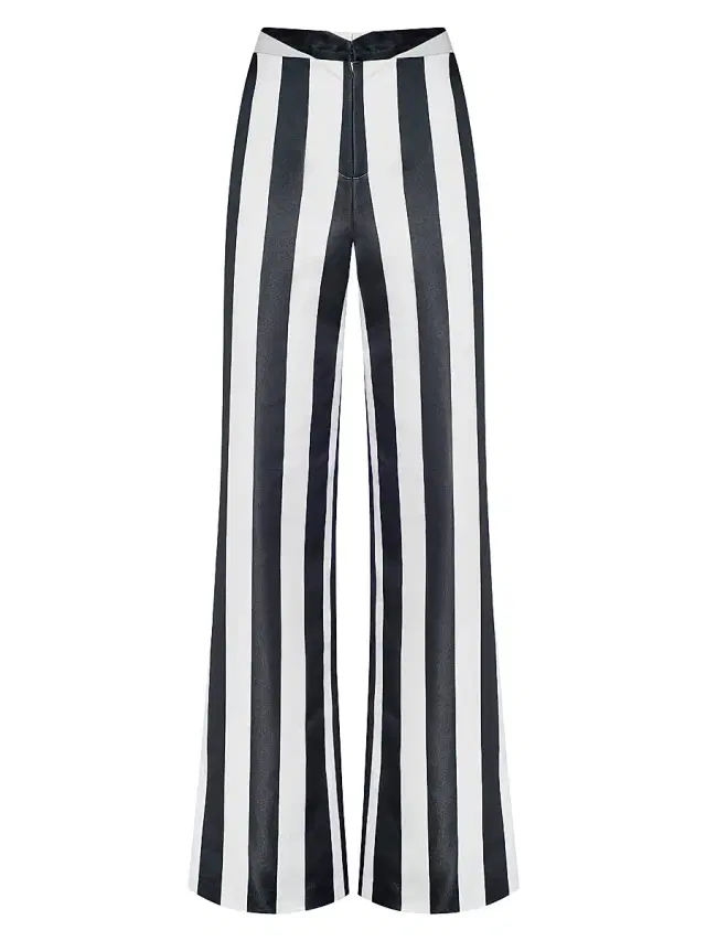 Women's Livvy Striped Straight-Leg Trousers - Vintage White Black