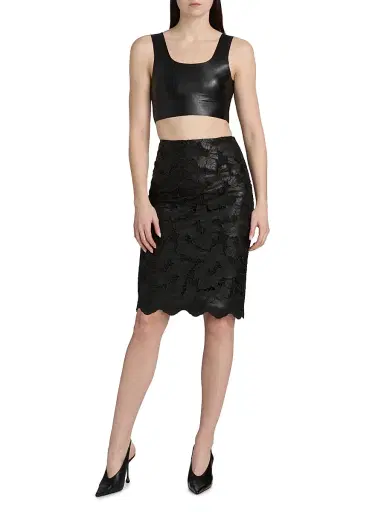 L'AGENCE Women's Royal Pencil Knee-Length Skirt - Black | Thumbnail 2