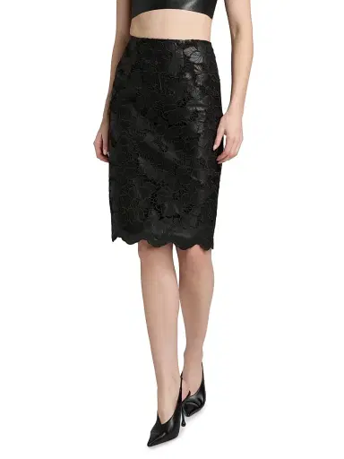 L'AGENCE Women's Royal Pencil Knee-Length Skirt - Black | Thumbnail 3