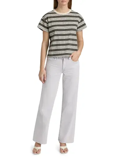 rag & bone Women's Kelly Striped Cotton Boxy T-Shirt - Green Multi - Size XL | Thumbnail 2 rag & bone Women's Kelly Striped Cotton Boxy T-Shirt - Green Multi - Size XL | Thumbnail 2