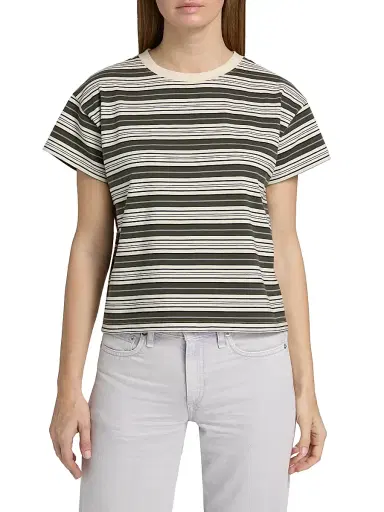 rag & bone Women's Kelly Striped Cotton Boxy T-Shirt - Green Multi - Size XL | Thumbnail 3 rag & bone Women's Kelly Striped Cotton Boxy T-Shirt - Green Multi - Size XL | Thumbnail 3