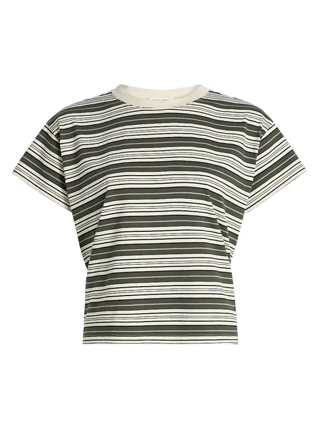 Women's Kelly Striped Cotton Boxy T-Shirt - Green Multi