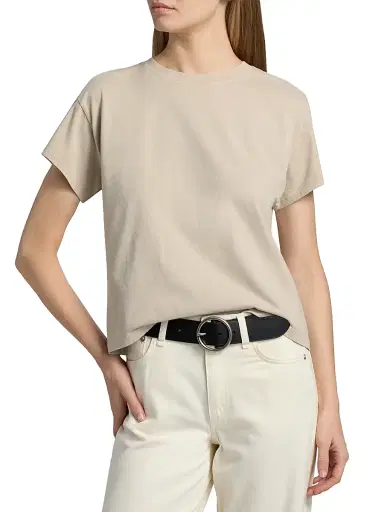 rag & bone Women's Kelly Distressed Washed Boxy T-Shirt - Soft Beige - Size Small | Thumbnail 3