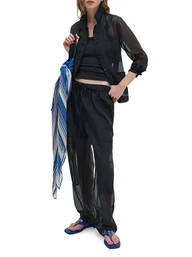 rag & bone Women's Atlas Organza Pants - Black - Size Large | Thumbnail 2