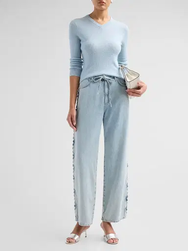 rag & bone Women's Phoebe Featherweight Denim Drawstring Frill Jeans - Aliah Scallop | Thumbnail 2