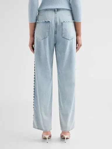 rag & bone Women's Phoebe Featherweight Denim Drawstring Frill Jeans - Aliah Scallop | Thumbnail 3