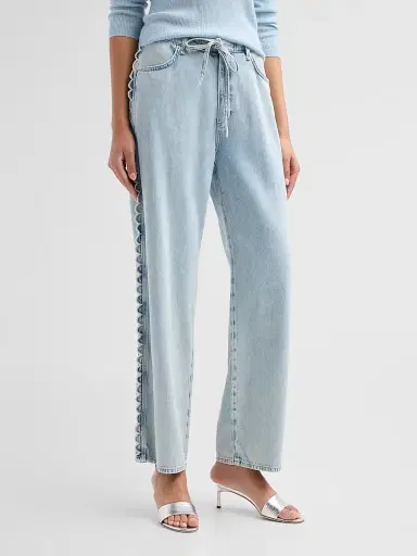 rag & bone Women's Phoebe Featherweight Denim Drawstring Frill Jeans - Aliah Scallop | Thumbnail 4