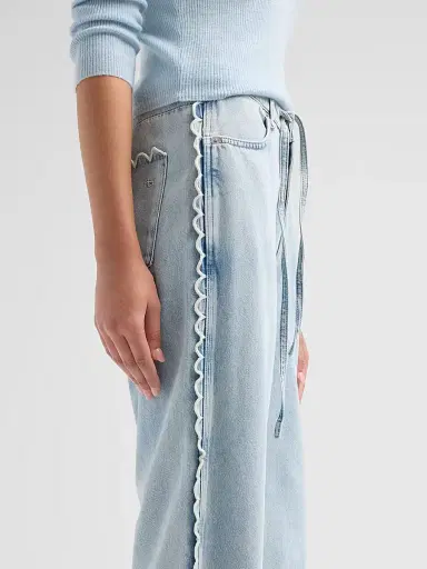 rag & bone Women's Phoebe Featherweight Denim Drawstring Frill Jeans - Aliah Scallop | Thumbnail 5