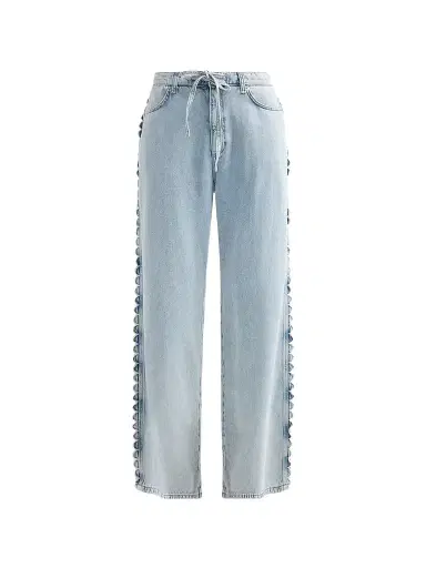 rag & bone Women's Phoebe Featherweight Denim Drawstring Frill Jeans - Aliah Scallop | Thumbnail 1