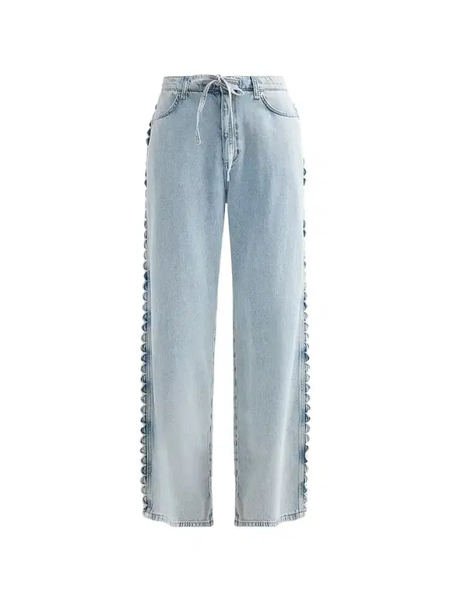 Women's Phoebe Featherweight Denim Drawstring Frill Jeans - Aliah Scallop