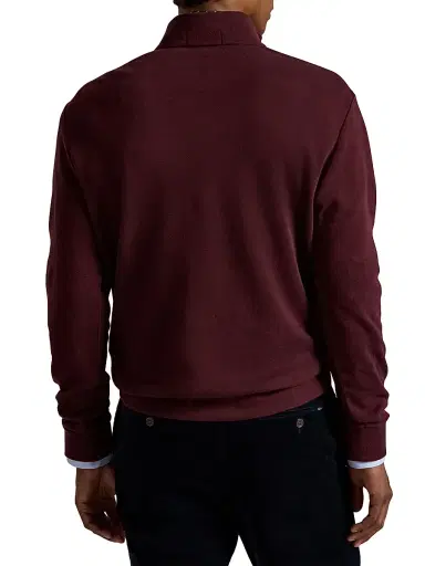 Polo Ralph Lauren Men's Luxury Textured Quarter-Zip Sweatshirt - Spring Wine Heather Blackboot - Size XS | Thumbnail 4