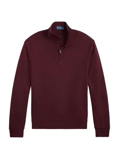 Polo Ralph Lauren Men's Luxury Textured Quarter-Zip Sweatshirt - Spring Wine Heather Blackboot - Size XS | Thumbnail 1