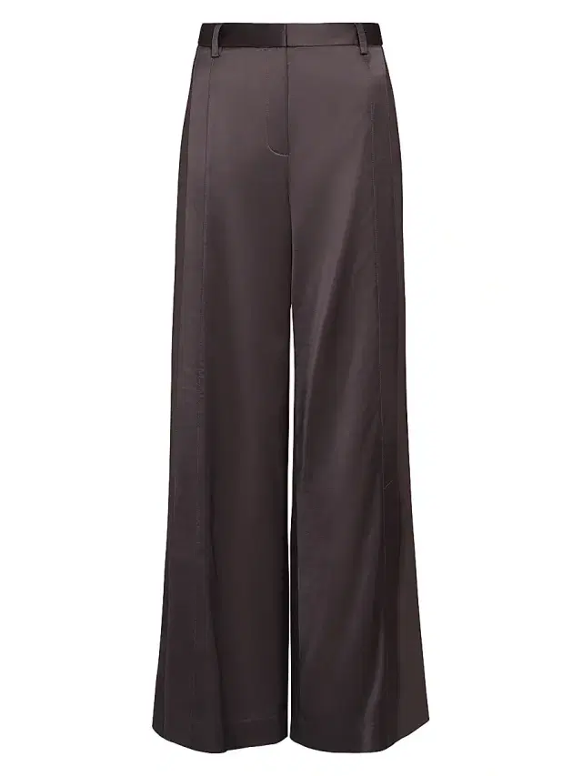TWP Women's Taite Satin Wide-Leg Pants - Chocolate Torte