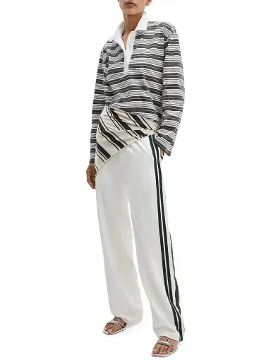 rag & bone Women's Kelly Striped Cotton Polo Shirt - Green Multi - Size Medium | Thumbnail 2 rag & bone Women's Kelly Striped Cotton Polo Shirt - Green Multi - Size Medium | Thumbnail 2