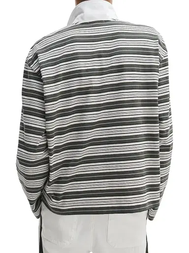 rag & bone Women's Kelly Striped Cotton Polo Shirt - Green Multi - Size Medium | Thumbnail 4 rag & bone Women's Kelly Striped Cotton Polo Shirt - Green Multi - Size Medium | Thumbnail 4