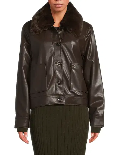 Milly Women's Faux Fur-Trimmed Faux Leather Jacket | Thumbnail 3