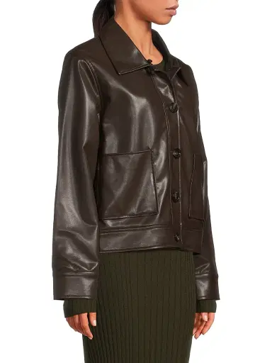 Milly Women's Faux Fur-Trimmed Faux Leather Jacket | Thumbnail 4