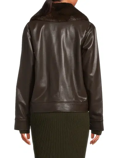 Milly Women's Faux Fur-Trimmed Faux Leather Jacket | Thumbnail 5