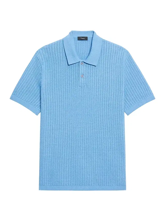 Theory Men's Tactile Cotton Polo Shirt - Crisp Blue