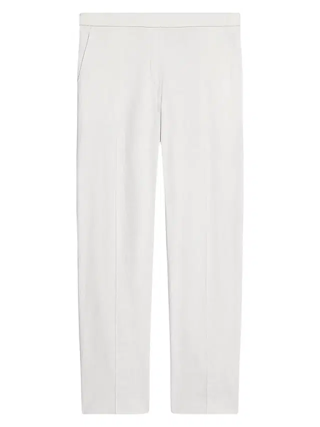 Theory Women's Treeca Linen Pull-On Crop Pants - White Clay
