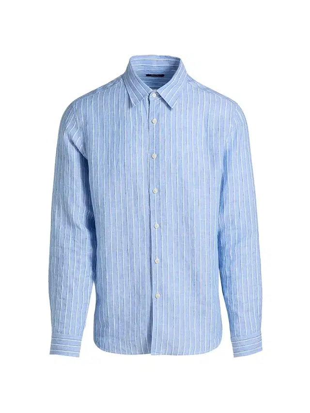 Theory Men's Irving Linen Relaxed-Fit Shirt - Crisp Blue Multi