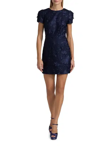 Milly Women's Daisy Floral Appliqué Minidress - Navy - Size 12 | Thumbnail 2