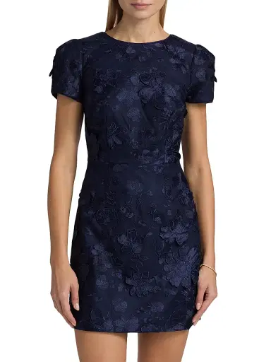 Milly Women's Daisy Floral Appliqué Minidress - Navy - Size 12 | Thumbnail 3