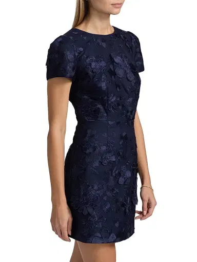Milly Women's Daisy Floral Appliqué Minidress - Navy - Size 12 | Thumbnail 4