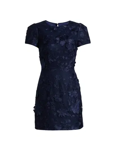 Milly Women's Daisy Floral Appliqué Minidress - Navy - Size 12 | Thumbnail 1