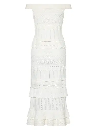 Milly Women's Maven Ruffle Eyelet Midi-Dress | Thumbnail 2 Milly Women's Maven Ruffle Eyelet Midi-Dress | Thumbnail 2