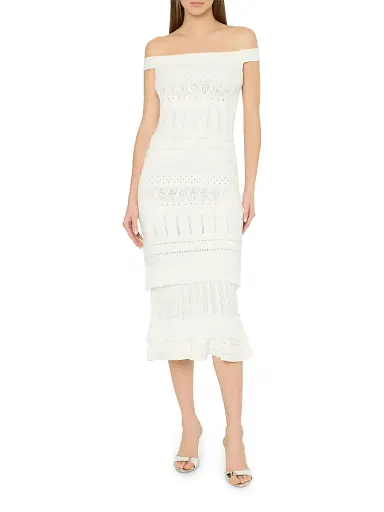 Milly Women's Maven Ruffle Eyelet Midi-Dress | Thumbnail 3 Milly Women's Maven Ruffle Eyelet Midi-Dress | Thumbnail 3
