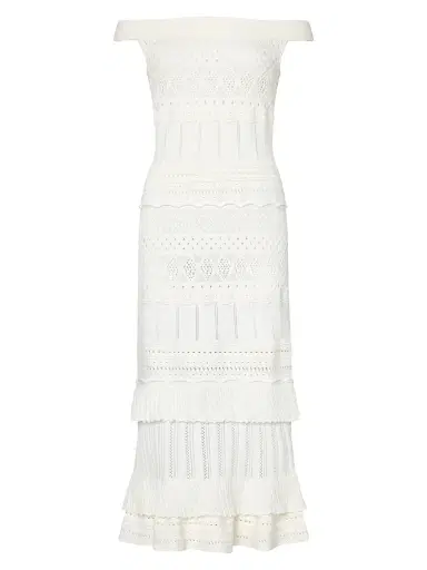 Milly Women's Maven Ruffle Eyelet Midi-Dress | Thumbnail 1 Milly Women's Maven Ruffle Eyelet Midi-Dress | Thumbnail 1