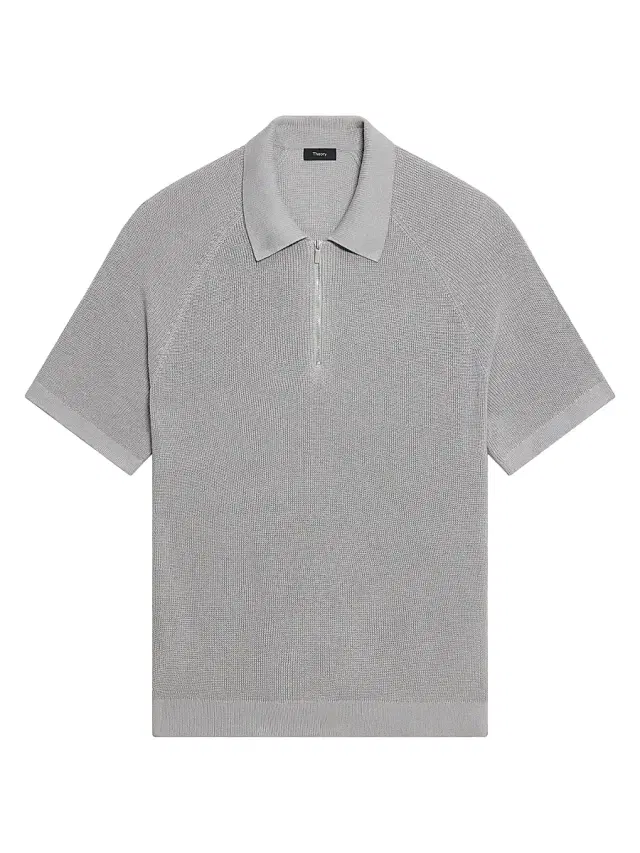 Theory Men's Tactile Cotton Quarter-Zip Polo Shirt - New Dark Vapor
