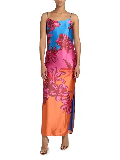 Milly Women's Lily Sunset Floral Satin Slip Maxi Dress | Thumbnail 2