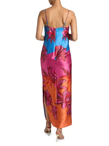 Milly Women's Lily Sunset Floral Satin Slip Maxi Dress | Thumbnail 5