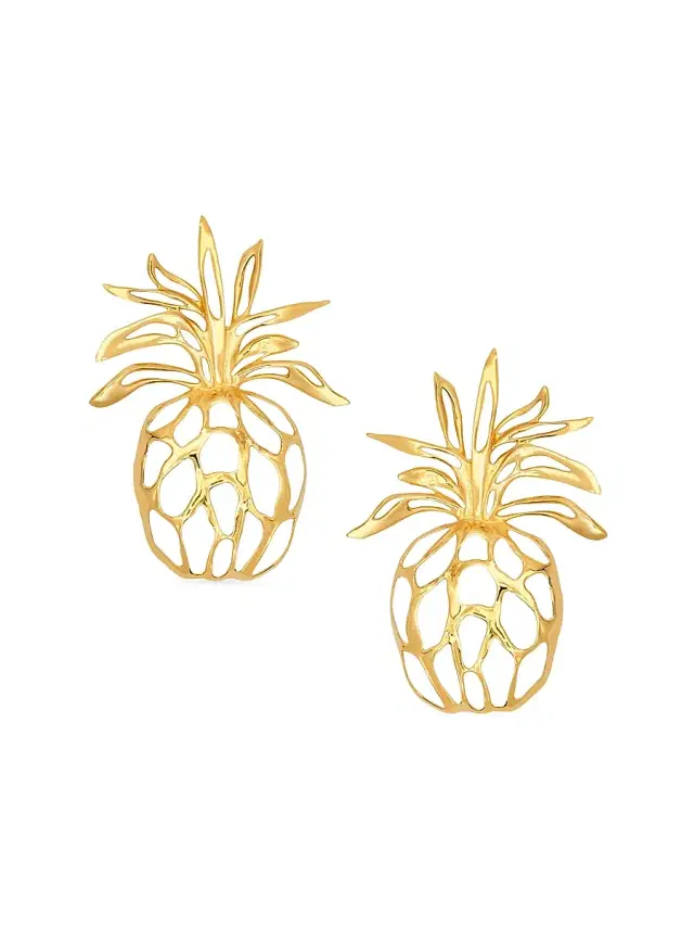 Women's 24K-Gold-Plated Pineapple Drop Earrings - Gold