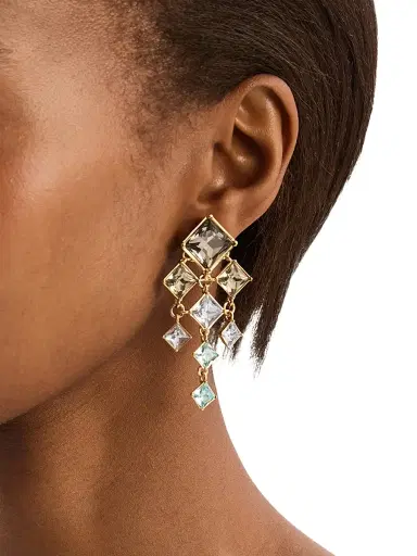 Oscar de la Renta Women's 24K-Gold-Plated & Glass Crystal Clip-On Chandelier Earrings - Sapphire | Thumbnail 2 Oscar de la Renta Women's 24K-Gold-Plated & Glass Crystal Clip-On Chandelier Earrings - Sapphire | Thumbnail 2