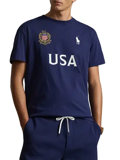 Polo Ralph Lauren Men's USA Crewneck Cotton T-Shirt - Newport Navy | Thumbnail 3