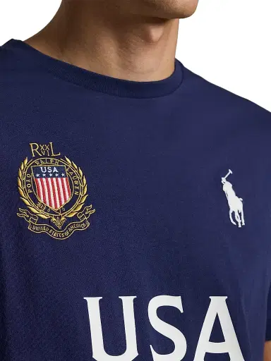 Polo Ralph Lauren Men's USA Crewneck Cotton T-Shirt - Newport Navy | Thumbnail 5