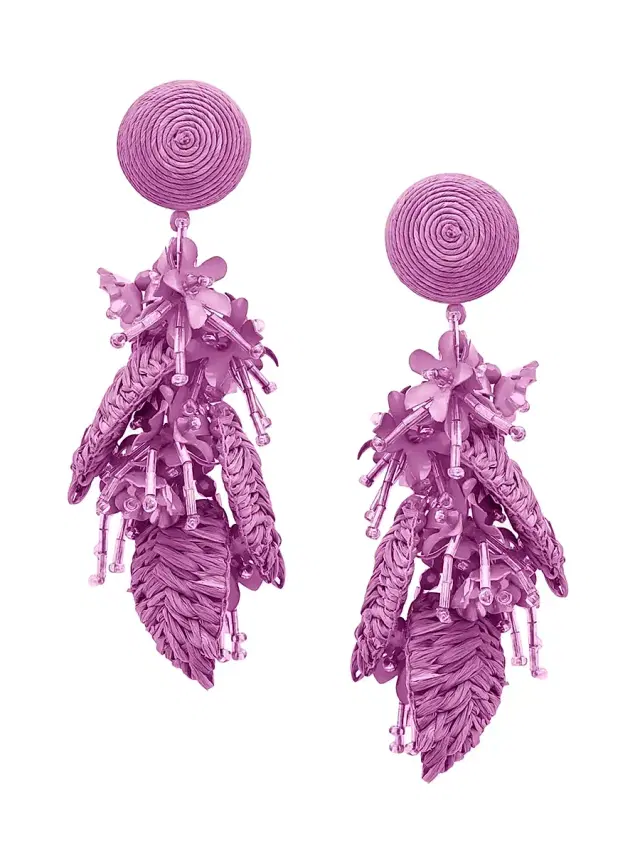 Women's Mixed-Media Tassel Bouquet Clip-On Drop Earrings - Violet