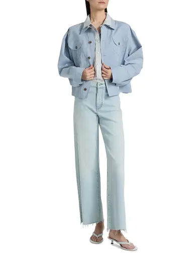 Frame Women's Cotton Drop-Shoulder Utility Jacket - Sky Blue - Size Small | Thumbnail 2 Frame Women's Cotton Drop-Shoulder Utility Jacket - Sky Blue - Size Small | Thumbnail 2