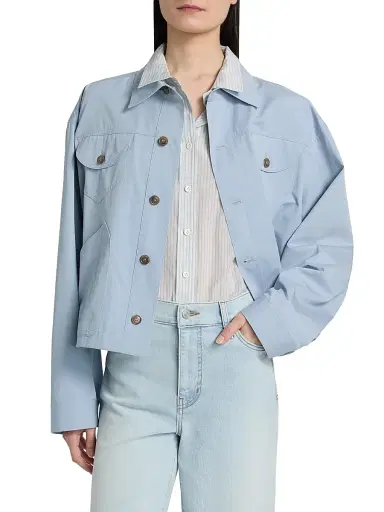Frame Women's Cotton Drop-Shoulder Utility Jacket - Sky Blue - Size Small | Thumbnail 3 Frame Women's Cotton Drop-Shoulder Utility Jacket - Sky Blue - Size Small | Thumbnail 3