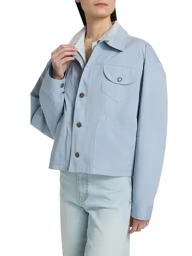Frame Women's Cotton Drop-Shoulder Utility Jacket - Sky Blue - Size Small | Thumbnail 4 Frame Women's Cotton Drop-Shoulder Utility Jacket - Sky Blue - Size Small | Thumbnail 4