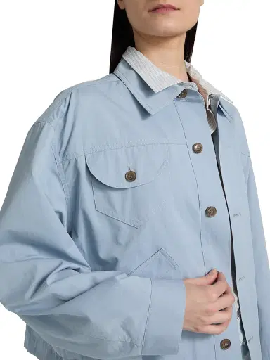 Frame Women's Cotton Drop-Shoulder Utility Jacket - Sky Blue - Size Small | Thumbnail 6 Frame Women's Cotton Drop-Shoulder Utility Jacket - Sky Blue - Size Small | Thumbnail 6