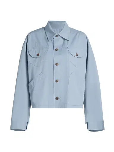 Frame Women's Cotton Drop-Shoulder Utility Jacket - Sky Blue - Size Small | Thumbnail 1 Frame Women's Cotton Drop-Shoulder Utility Jacket - Sky Blue - Size Small | Thumbnail 1