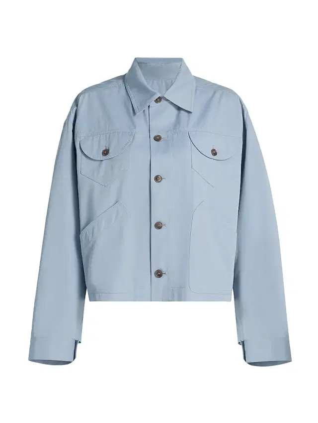 FRAME Women's Cotton Drop-Shoulder Utility Jacket - Sky Blue